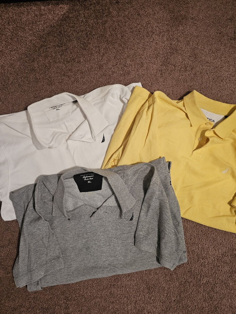 Nautica Polo Trio in Yellow, White, Gray, Short Sleeve, XL